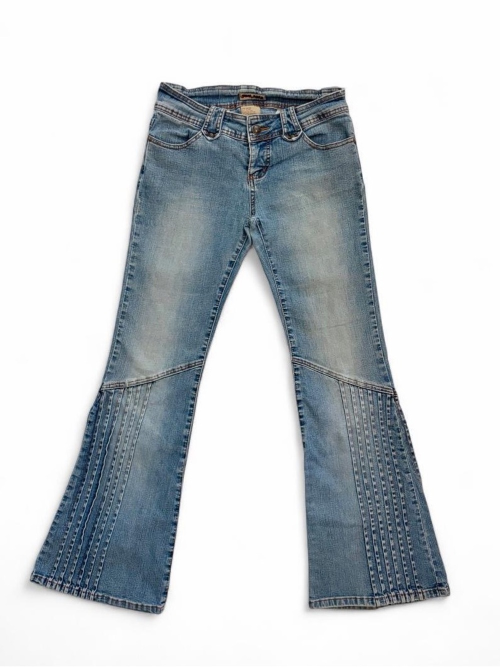 Vintage Y2K euro low rise flare jeans stretch denim wide leg slouchy mcbling 8